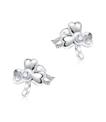 Leaf Clover CZ Silver Stud Earring STS-5162
